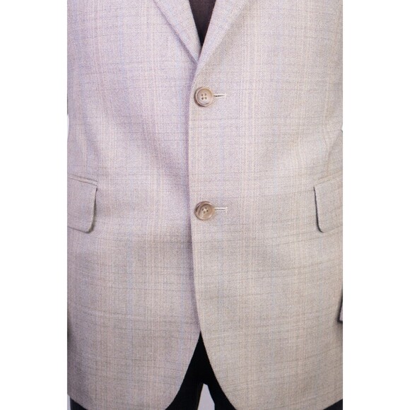 Jos A Bank Blazer Sz 40S Plaid Beige Sports Coat Suit Jacket Wool/Silk EUC - Picture 3 of 13